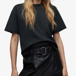 AllSaints Cygni Cut-out Organic-cotton T-shirt 7 AllSaints Cygni Cut-out Organic-cotton T-shirt -Outlet Pique Style Store R04131319 WASHEDBLACK ALT02