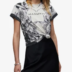 AllSaints Pattie Anna Floral-print Organic-cotton T-shirt -Outlet Pique Style Store R04131320 ECRUWHITEBLA ALT02