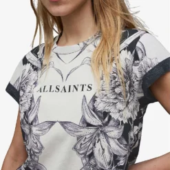 AllSaints Pattie Anna Floral-print Organic-cotton T-shirt -Outlet Pique Style Store R04131320 ECRUWHITEBLA ALT04