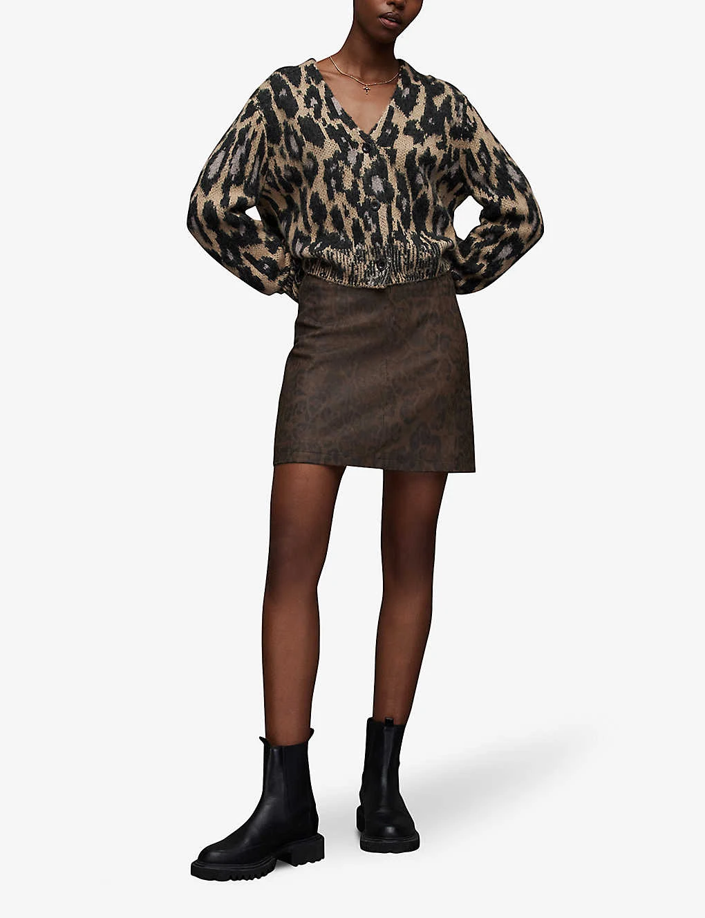 AllSaints Lila Leopard-print Leather Mini Skirt 2 AllSaints Lila Leopard-print Leather Mini Skirt - Image 2