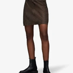AllSaints Lila Leopard-print Leather Mini Skirt 7 AllSaints Lila Leopard-print Leather Mini Skirt -Outlet Pique Style Store R04131349 BROWN ALT02