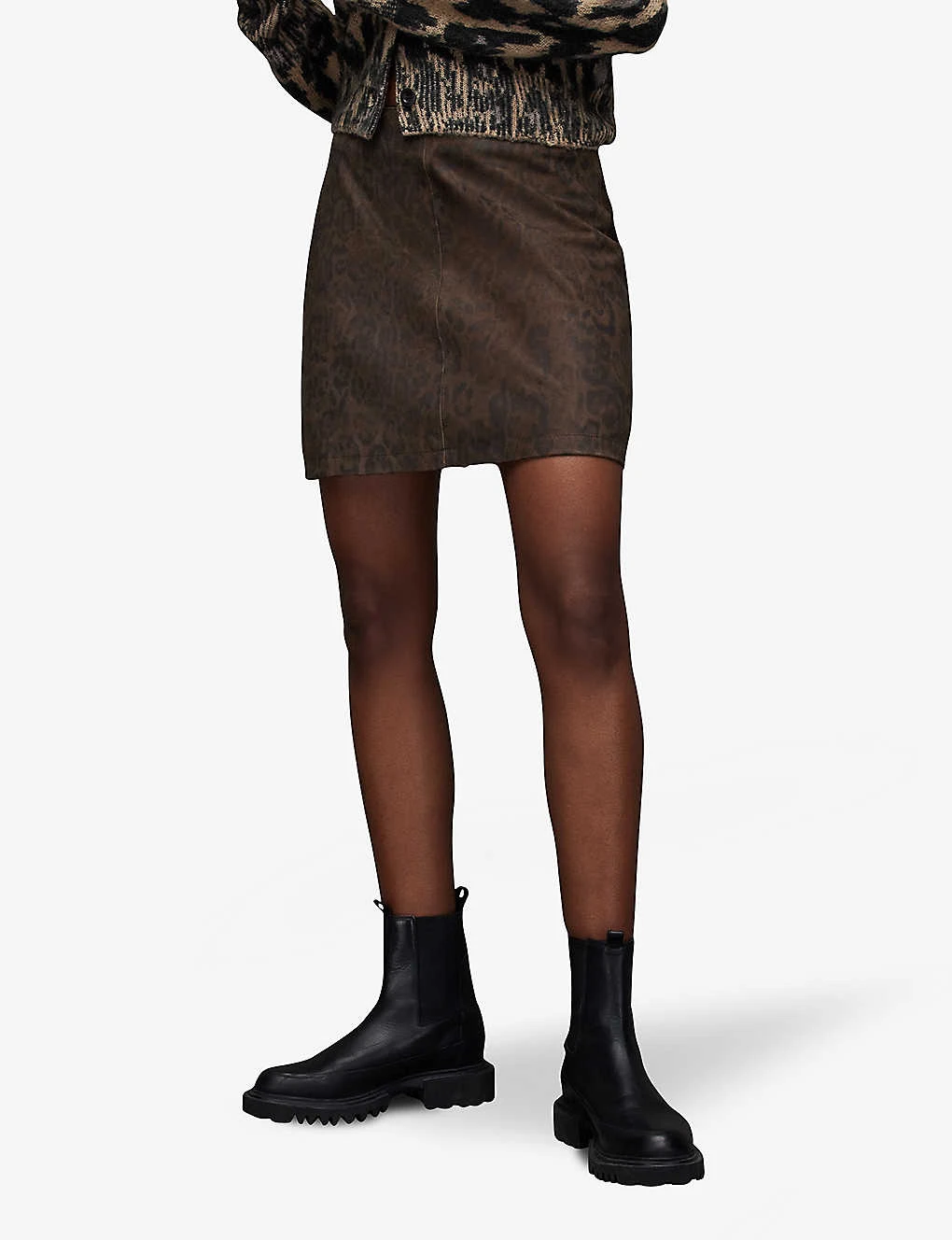 AllSaints Lila Leopard-print Leather Mini Skirt 3 AllSaints Lila Leopard-print Leather Mini Skirt - Image 3