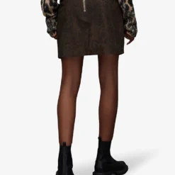 AllSaints Lila Leopard-print Leather Mini Skirt 8 AllSaints Lila Leopard-print Leather Mini Skirt -Outlet Pique Style Store R04131349 BROWN ALT03