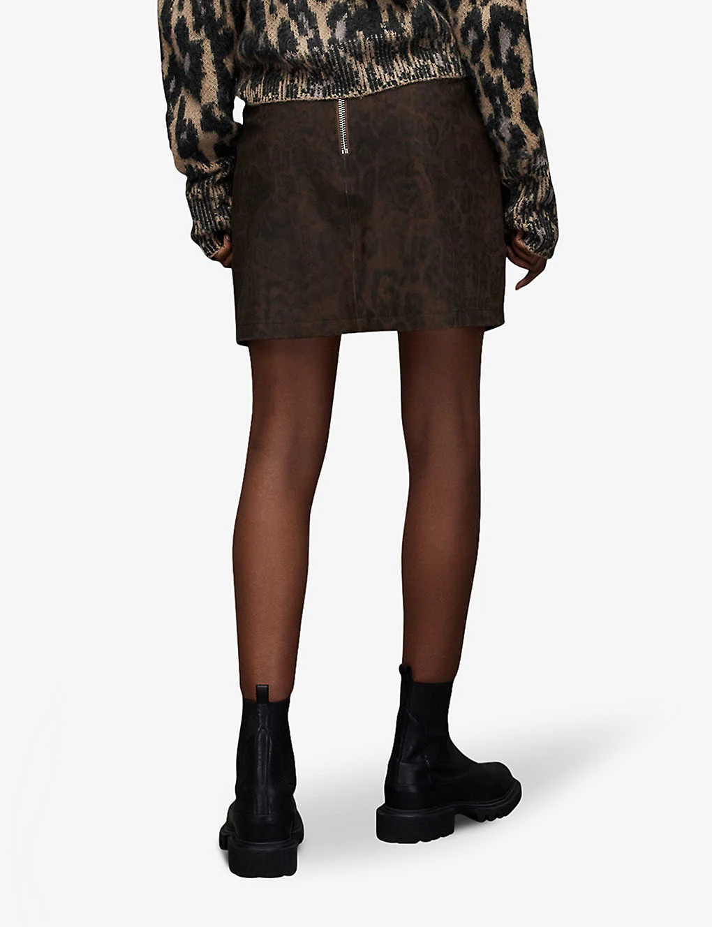 AllSaints Lila Leopard-print Leather Mini Skirt 4 AllSaints Lila Leopard-print Leather Mini Skirt - Image 4