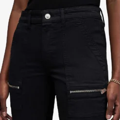 AllSaints Duran Zip-embellished Skinny-leg Mid-rise Denim Jeans -Outlet Pique Style Store R04131475 BLACK ALT04