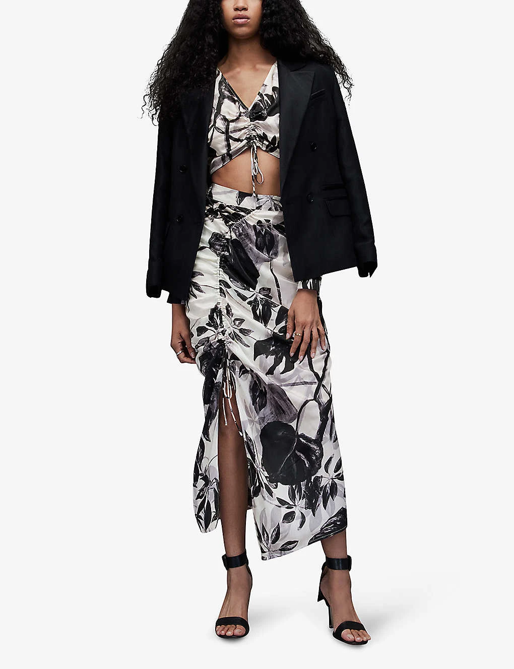 AllSaints Carla Jackie Printed Silk-blend Midi Skirt 2 AllSaints Carla Jackie Printed Silk-blend Midi Skirt - Image 2