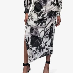 AllSaints Carla Jackie Printed Silk-blend Midi Skirt 7 AllSaints Carla Jackie Printed Silk-blend Midi Skirt -Outlet Pique Style Store R04131501 ECRUWHITE ALT02