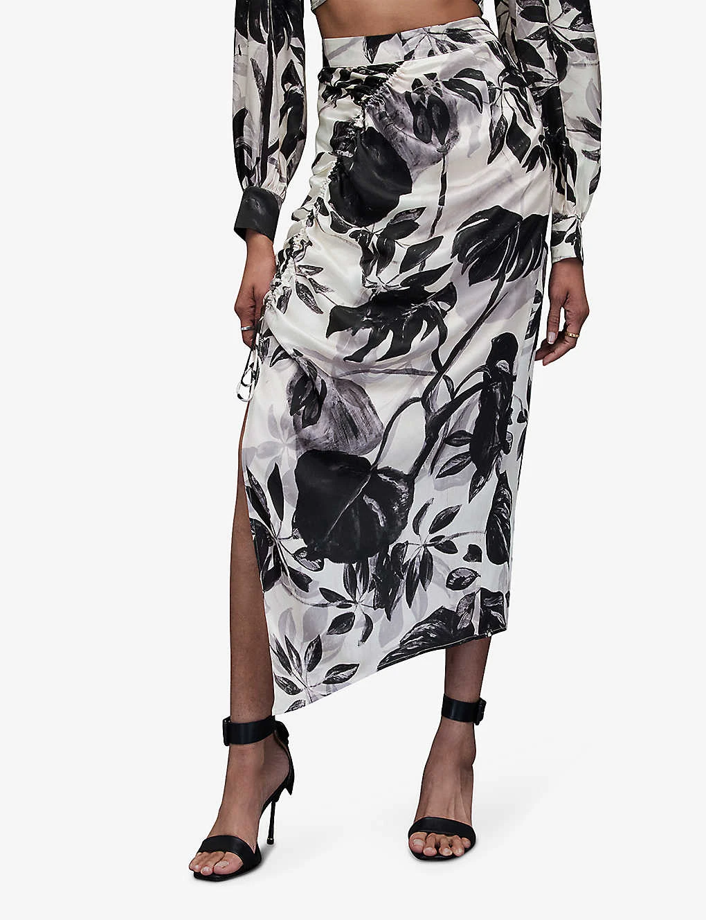 AllSaints Carla Jackie Printed Silk-blend Midi Skirt 3 AllSaints Carla Jackie Printed Silk-blend Midi Skirt - Image 3