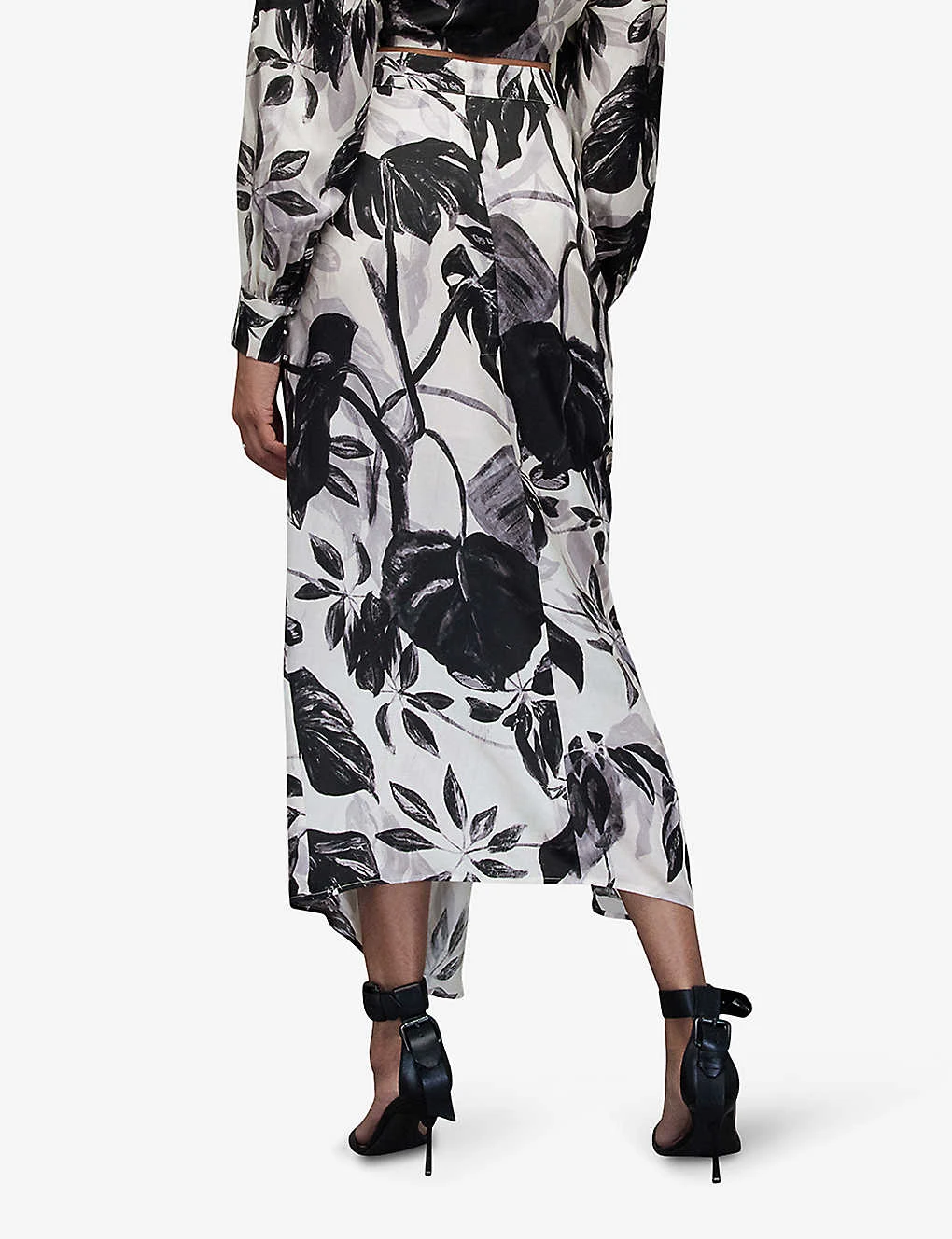 AllSaints Carla Jackie Printed Silk-blend Midi Skirt 4 AllSaints Carla Jackie Printed Silk-blend Midi Skirt - Image 4