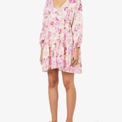 Seafolly Silk Road Floral-print Cotton-blend Mini Dress -Outlet Pique Style Store R04131521 PARFAITPINK ALT02