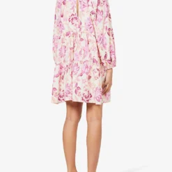 Seafolly Silk Road Floral-print Cotton-blend Mini Dress -Outlet Pique Style Store R04131521 PARFAITPINK ALT03