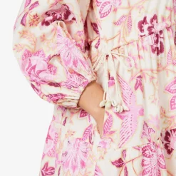 Seafolly Silk Road Floral-print Cotton-blend Mini Dress -Outlet Pique Style Store R04131521 PARFAITPINK ALT04