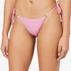 Seafolly Sea Dive Textured Mid-rise Bikini Bottoms -Outlet Pique Style Store R04131525 PARFAITPINK ALT02