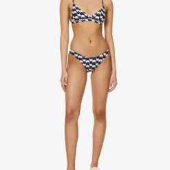 Seafolly Modern Abstract-print Recycled-nylon-blend Bikini Bottoms -Outlet Pique Style Store R04131535 BLACK ALT01