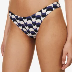 Seafolly Modern Abstract-print Recycled-nylon-blend Bikini Bottoms -Outlet Pique Style Store R04131535 BLACK ALT02