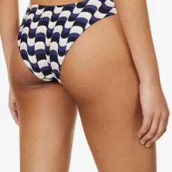 Seafolly Modern Abstract-print Recycled-nylon-blend Bikini Bottoms -Outlet Pique Style Store R04131535 BLACK ALT03