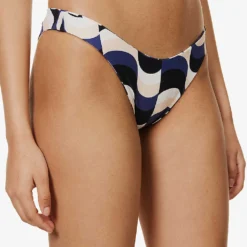 Seafolly Modern Abstract-print Recycled-nylon-blend Bikini Bottoms -Outlet Pique Style Store R04131535 BLACK ALT04