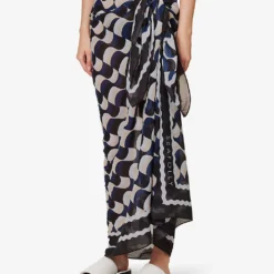 Seafolly Modern Take Abstract-print Cotton Sarong -Outlet Pique Style Store R04131539 BLACK ALT02