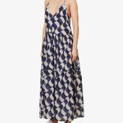 Seafolly Modern Take Abstract-print Cotton Maxi Dress -Outlet Pique Style Store R04131541 BLACK ALT02