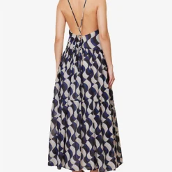 Seafolly Modern Take Abstract-print Cotton Maxi Dress -Outlet Pique Style Store R04131541 BLACK ALT03
