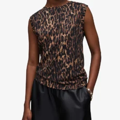 AllSaints Anita Leopard-print Cotton-jersey Top 7 AllSaints Anita Leopard-print Cotton-jersey Top -Outlet Pique Style Store R04131945 NATURALBROWN ALT02