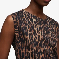 AllSaints Anita Leopard-print Cotton-jersey Top 9 AllSaints Anita Leopard-print Cotton-jersey Top -Outlet Pique Style Store R04131945 NATURALBROWN ALT04