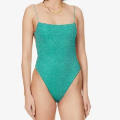 OSEREE Lumière Metallic-weave Swimsuit 5 OSEREE Lumière Metallic-weave Swimsuit -Outlet Pique Style Store R04132766 AQUAMARINE ALT01