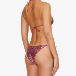 OSEREE Sequin-embellished Mid-rise Bikini Set -Outlet Pique Style Store R04132779 ROSE ALT02