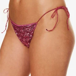 OSEREE Sequin-embellished Mid-rise Bikini Set -Outlet Pique Style Store R04132779 ROSE ALT03