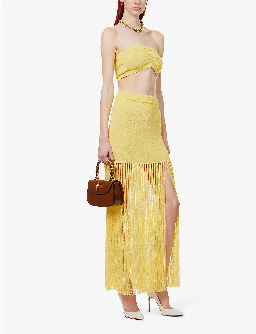 Casablanca Fringed High-waisted Knitted Midi Skirt 2 Casablanca Fringed High-waisted Knitted Midi Skirt - Image 2