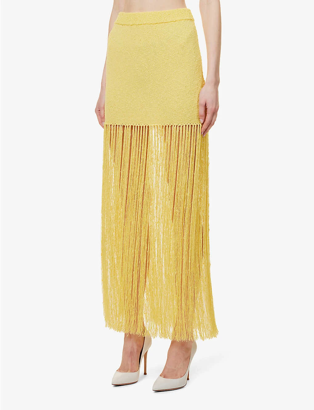 Casablanca Fringed High-waisted Knitted Midi Skirt 3 Casablanca Fringed High-waisted Knitted Midi Skirt - Image 3