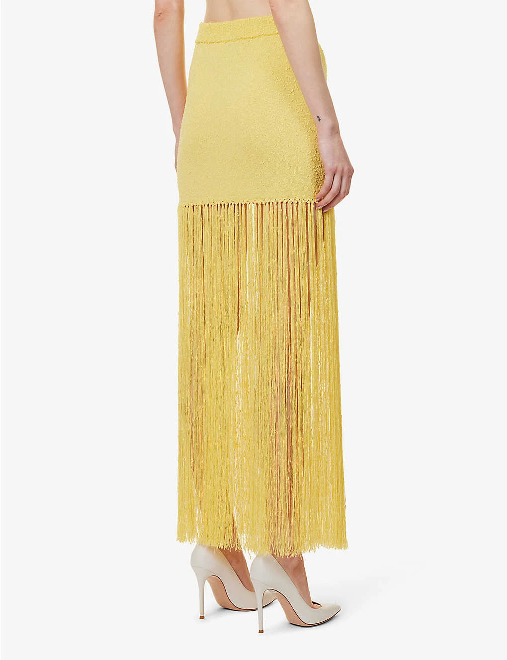 Casablanca Fringed High-waisted Knitted Midi Skirt 4 Casablanca Fringed High-waisted Knitted Midi Skirt - Image 4