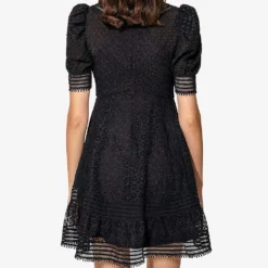 By Malina Abby V-neck Woven Mini Dress -Outlet Pique Style Store R04133192 BLACK ALT03