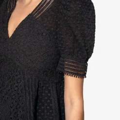 By Malina Abby V-neck Woven Mini Dress -Outlet Pique Style Store R04133192 BLACK ALT04