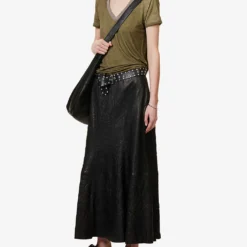 Ikks Embellished-neckline Stretch-woven Top -Outlet Pique Style Store R04133236 KHAKIGREEN ALT01