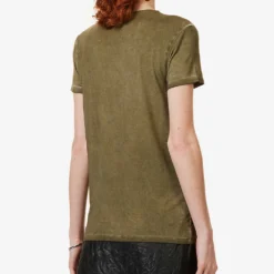 Ikks Embellished-neckline Stretch-woven Top -Outlet Pique Style Store R04133236 KHAKIGREEN ALT03