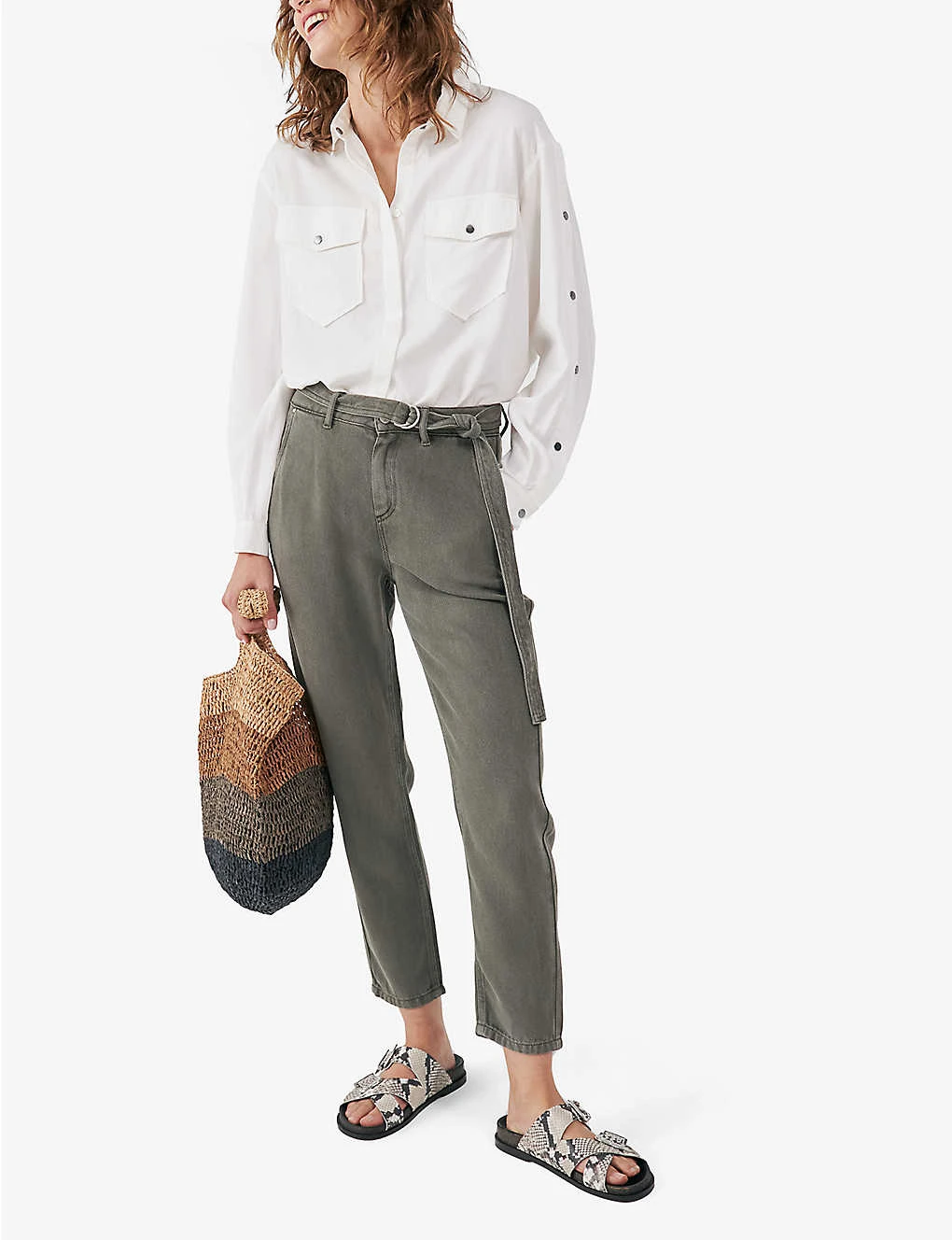 Ikks Baggy Buckle-belt Tapered-leg Mid-rise Jeans 2 Ikks Baggy Buckle-belt Tapered-leg Mid-rise Jeans - Image 2