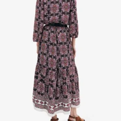 Ikks Boho-print Woven Maxi Dress -Outlet Pique Style Store R04133254 RASPBERRY ALT02