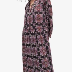 Ikks Boho-print Woven Maxi Dress -Outlet Pique Style Store R04133254 RASPBERRY ALT03