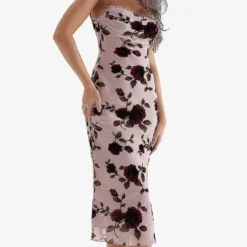 Azura Floral Velvet Devore-embroidered Stretch-woven Midi Dress 7 Azura Floral Velvet Devore-embroidered Stretch-woven Midi Dress -Outlet Pique Style Store R04133540 PINK ALT02