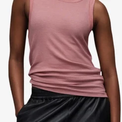 AllSaints Rina Round-neck Stretch-woven Tank Top -Outlet Pique Style Store R04134780 SOFTPINK ALT04