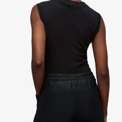 AllSaints Imogen Branded-print Cotton-jersey Top -Outlet Pique Style Store R04134784 BLACK ALT03