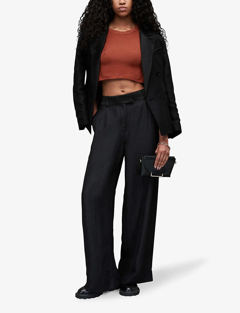 AllSaints Rina Cropped Stretch-lyocell TENCEL™ Top 2 AllSaints Rina Cropped Stretch-lyocell TENCEL™ Top - Image 2