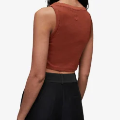AllSaints Rina Cropped Stretch-lyocell TENCEL™ Top 8 AllSaints Rina Cropped Stretch-lyocell TENCEL™ Top -Outlet Pique Style Store R04134790 RUSTBROWN ALT03