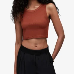 AllSaints Rina Cropped Stretch-lyocell TENCEL™ Top 9 AllSaints Rina Cropped Stretch-lyocell TENCEL™ Top -Outlet Pique Style Store R04134790 RUSTBROWN ALT04