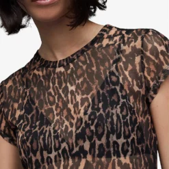AllSaints Ellie Leopard-print Cotton-jersey T-shirt -Outlet Pique Style Store R04134823 NATURALBROWN ALT04