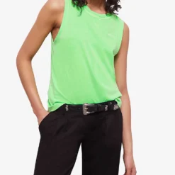 THE KOOPLES Embroidered-logo Sleeveless Cotton T-shirt -Outlet Pique Style Store R04135417 GRN76 ALT02