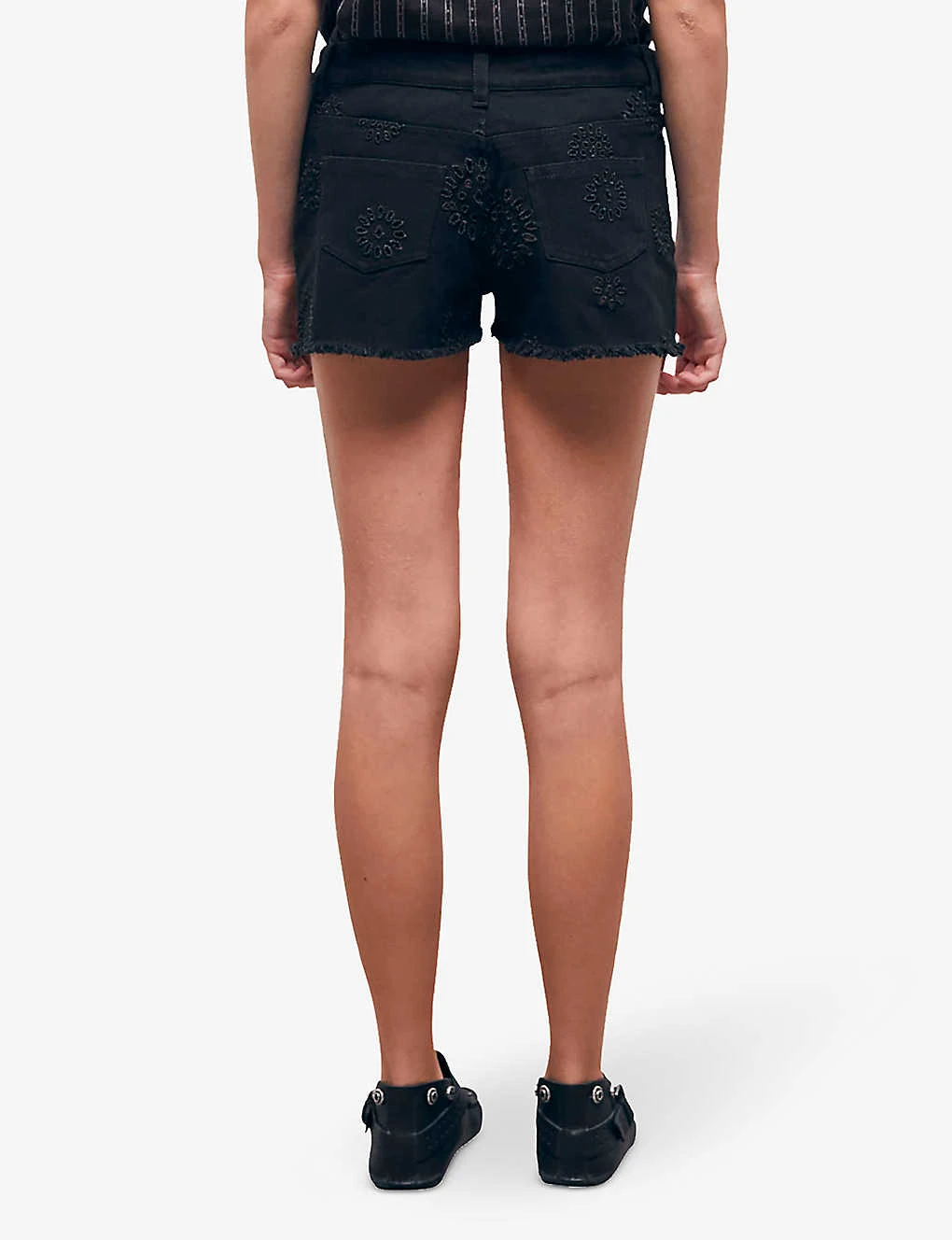THE KOOPLES Embroidered Cut-off Denim Shorts 4 THE KOOPLES Embroidered Cut-off Denim Shorts - Image 4