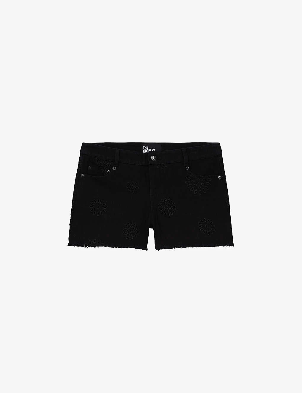 THE KOOPLES Embroidered Cut-off Denim Shorts 1 THE KOOPLES Embroidered Cut-off Denim Shorts