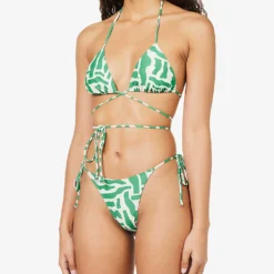 Faithfull The Brand Marzia Abstract-print Stretch-recycled Polyamide Bikini Top -Outlet Pique Style Store R04135572 TULLIPRINTGREEN ALT02